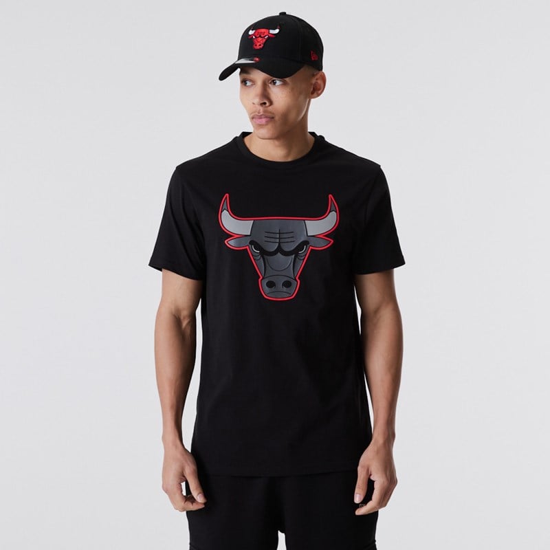 Black New Era Chicago Bulls NBA Outline Logo T-Shirt | LIMC31820