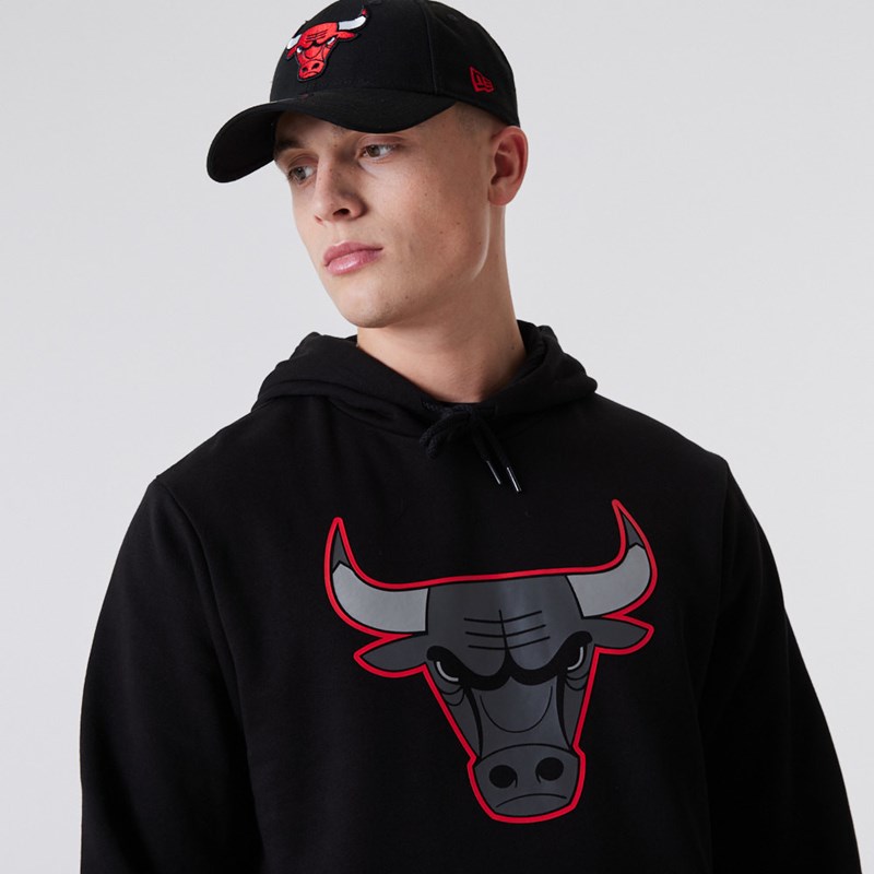 Black New Era Chicago Bulls NBA Outline Logo Hoodie | MEGX14385