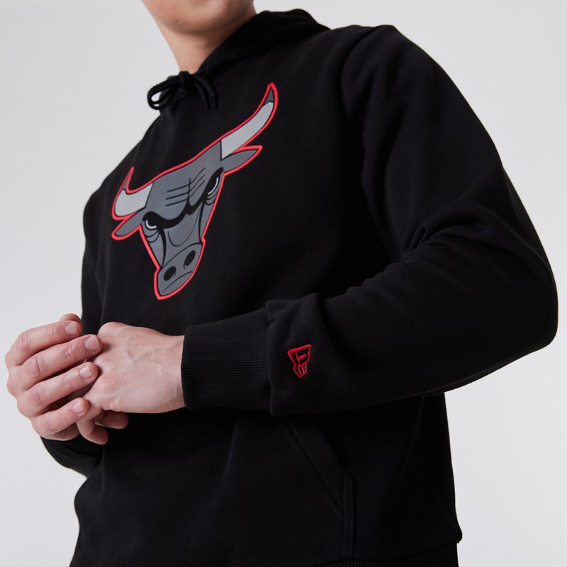 Black New Era Chicago Bulls NBA Outline Logo Hoodie | MEGX14385