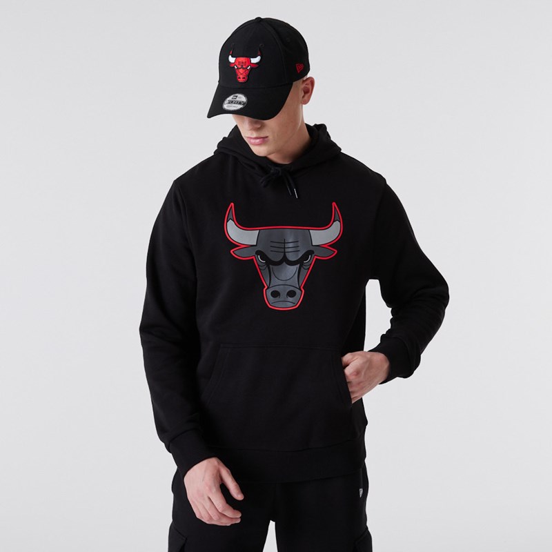 Black New Era Chicago Bulls NBA Outline Logo Hoodie | MEGX14385