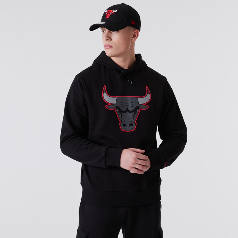 Black New Era Chicago Bulls NBA Outline Logo Hoodie | MEGX14385