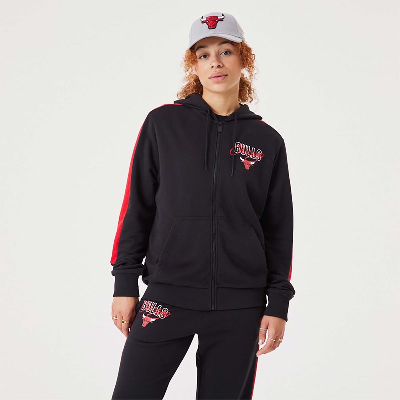 Black New Era Chicago Bulls NBA Script Full-zip Hoodie | BQIC29107