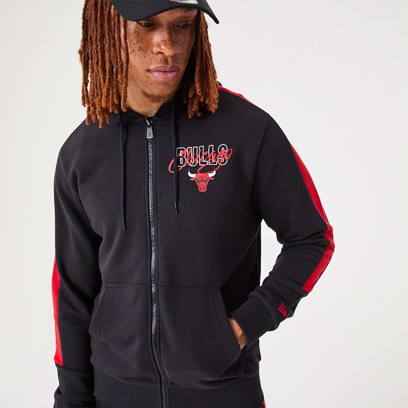 Black New Era Chicago Bulls NBA Script Full-zip Hoodie | BQIC29107