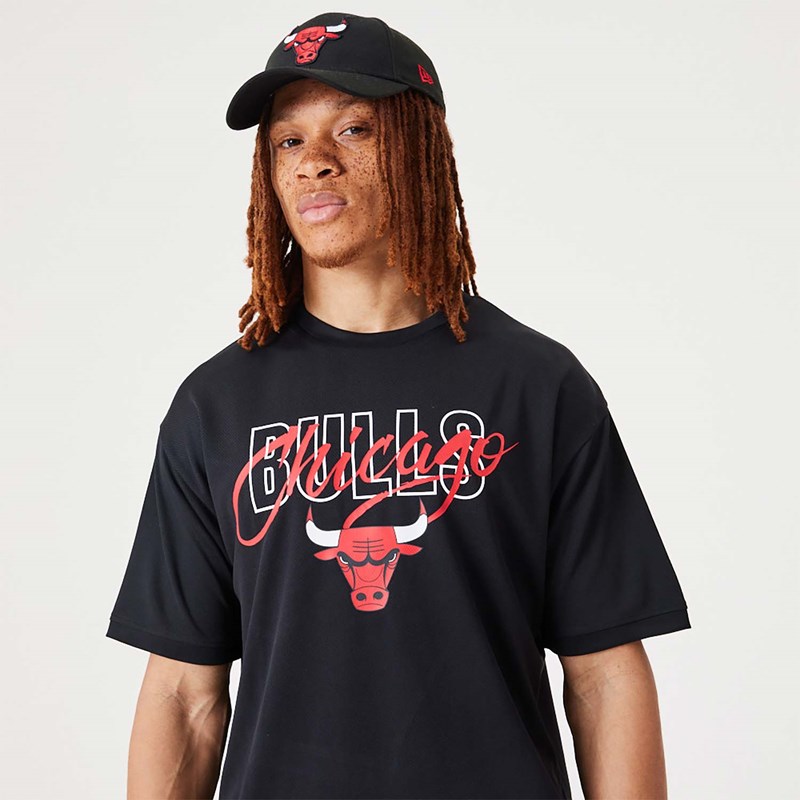 Black New Era Chicago Bulls NBA Script Oversized T-Shirt | ZCPS10392