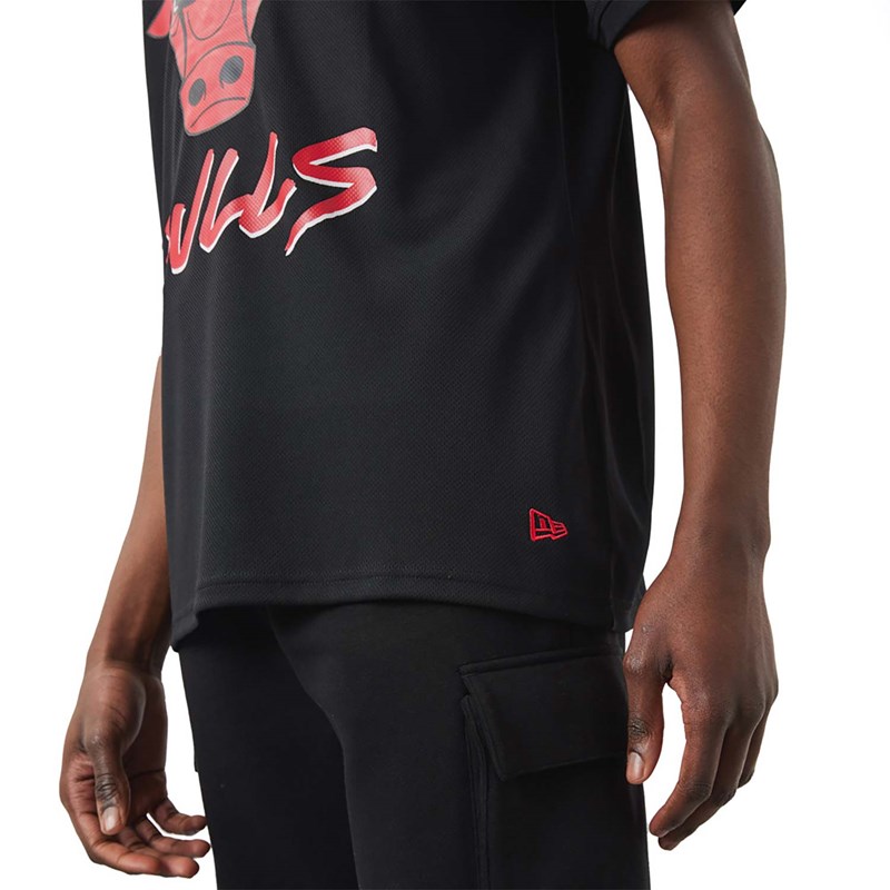 Black New Era Chicago Bulls NBA Script T-Shirt | FLIX90751