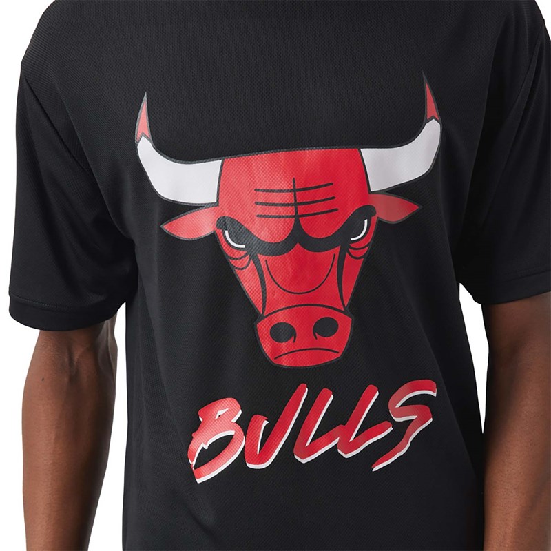 Black New Era Chicago Bulls NBA Script T-Shirt | FLIX90751