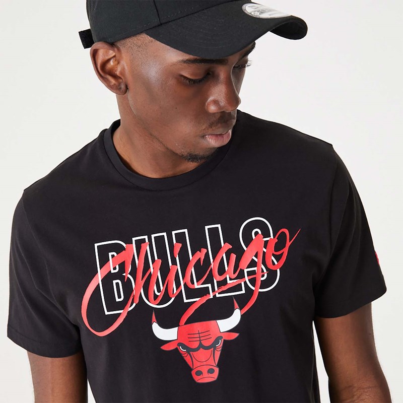 Black New Era Chicago Bulls NBA Script T-Shirt | MARF03892