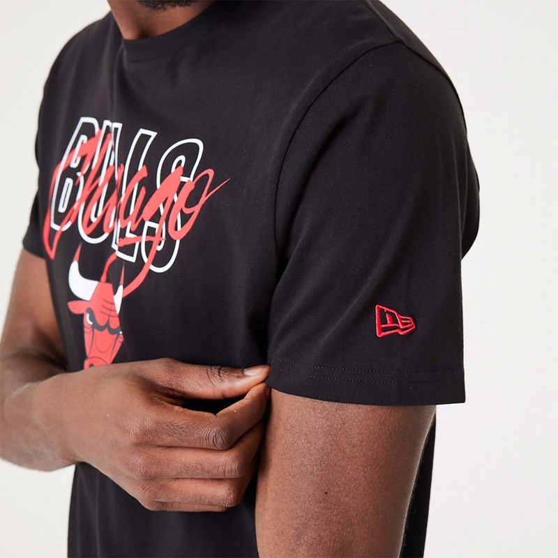 Black New Era Chicago Bulls NBA Script T-Shirt | MARF03892