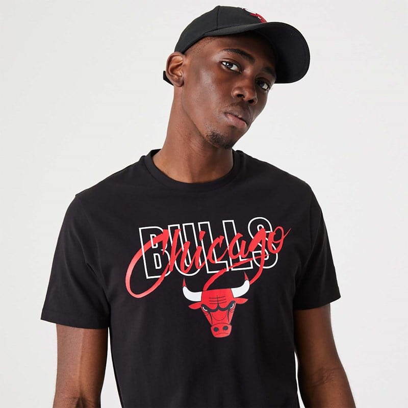 Black New Era Chicago Bulls NBA Script T-Shirt | MARF03892