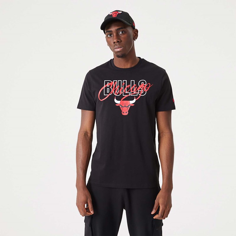 Black New Era Chicago Bulls NBA Script T-Shirt | MARF03892