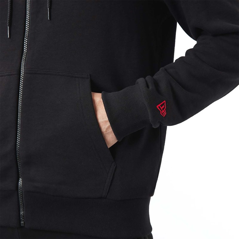 Black New Era Chicago Bulls NBA Script Zip Hoodie | QRSO24971