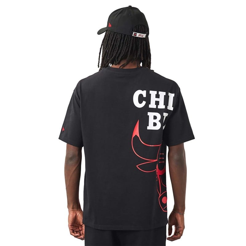 Black New Era Chicago Bulls NBA Side Logo T-Shirt | FSER39564