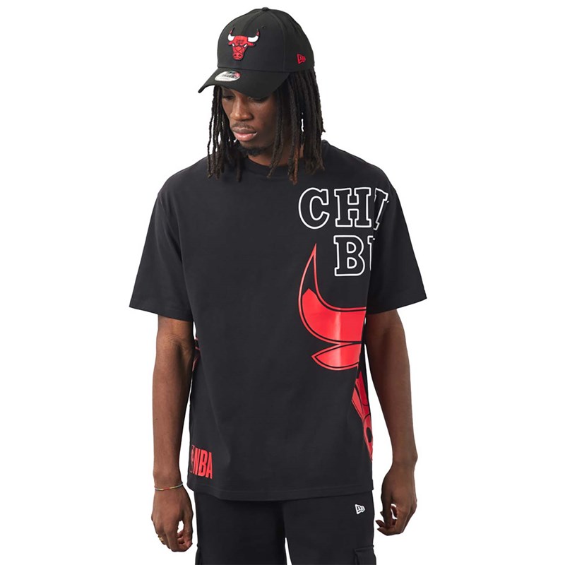 Black New Era Chicago Bulls NBA Side Logo T-Shirt | FSER39564