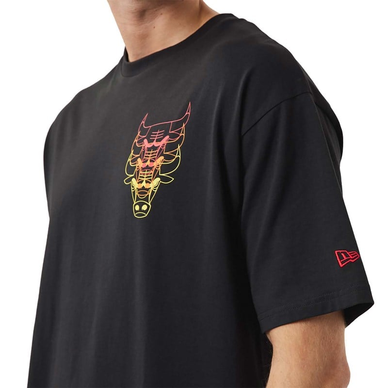 Black New Era Chicago Bulls NBA Stacked T-Shirt | IULJ74058