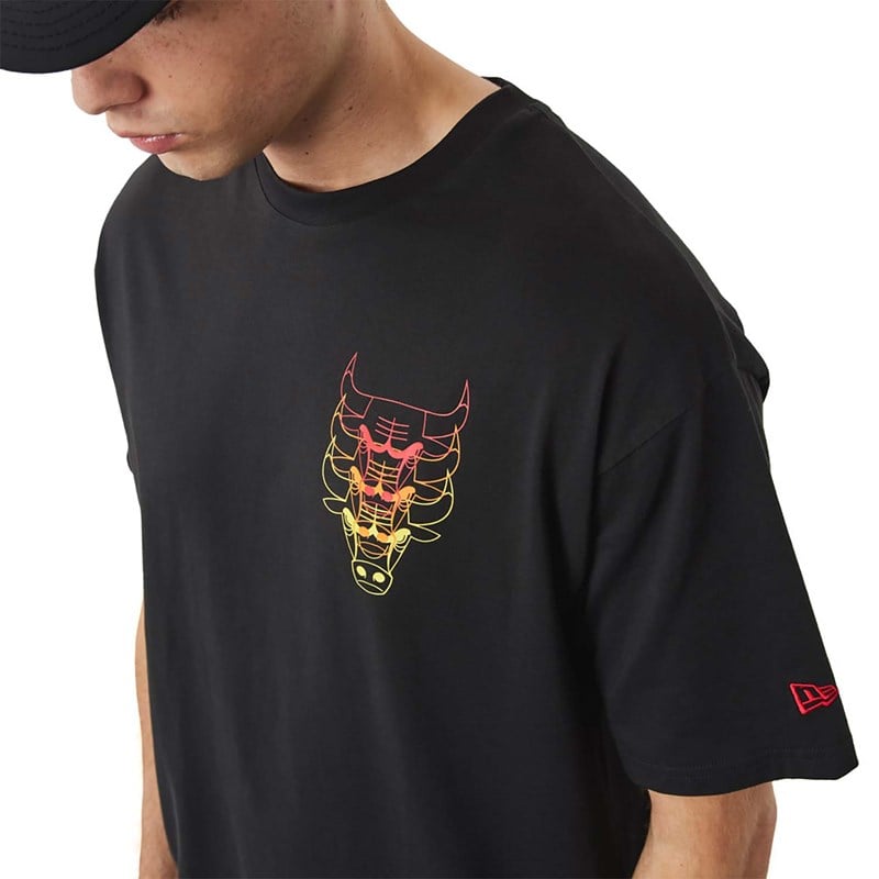 Black New Era Chicago Bulls NBA Stacked T-Shirt | IULJ74058