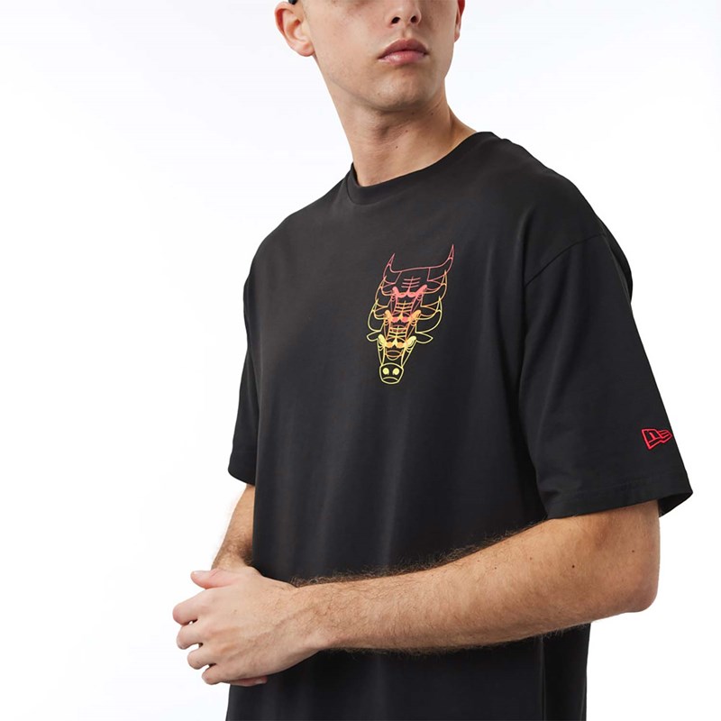 Black New Era Chicago Bulls NBA Stacked T-Shirt | IULJ74058