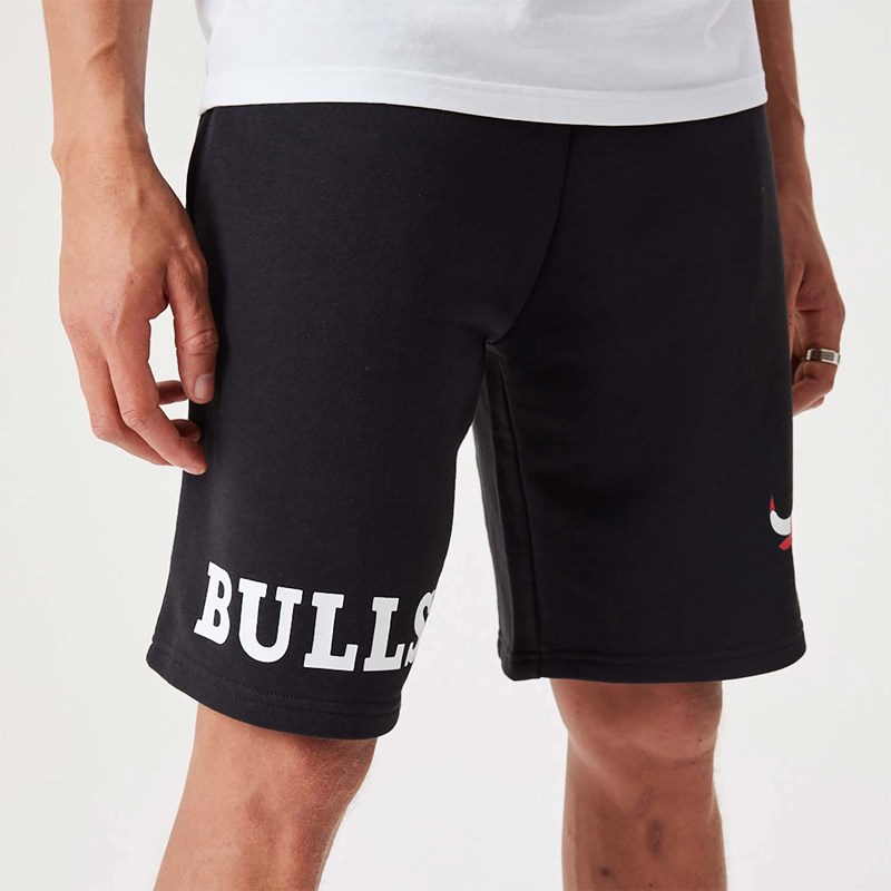 Black New Era Chicago Bulls NBA Wordmark Oversized Shorts | CPIO54980