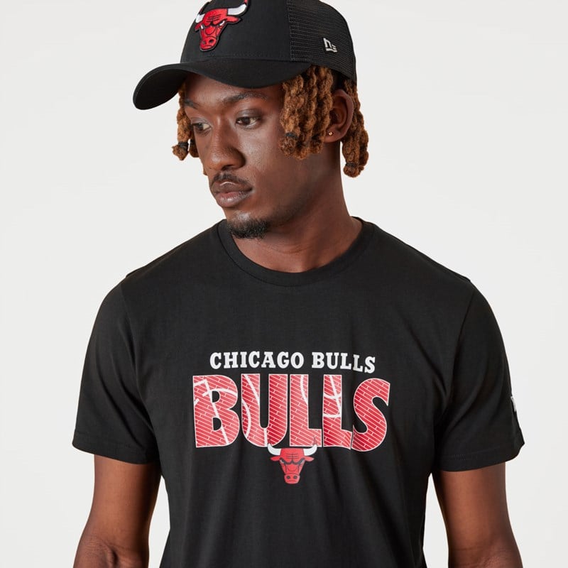 Black New Era Chicago Bulls NBA Wordmark T-Shirt | YBLZ75186