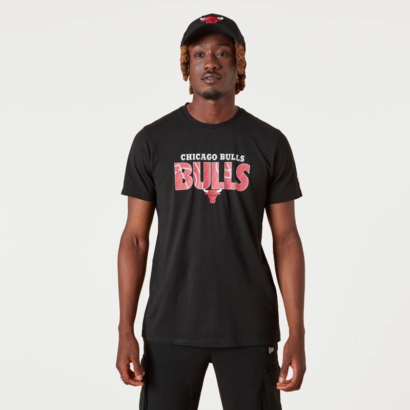 Black New Era Chicago Bulls NBA Wordmark T-Shirt | YBLZ75186