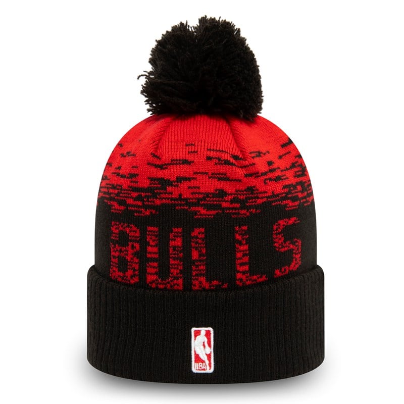 Black New Era Chicago Bulls Ombre Bobble Beanie Hat Knit | CZDS09184