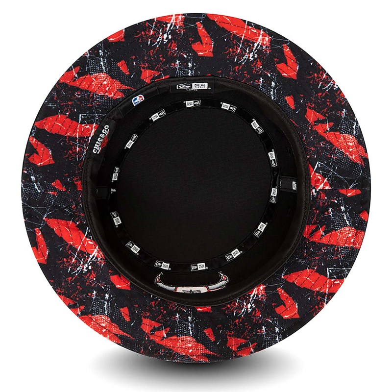 Black New Era Chicago Bulls Print Infill Bucket | DNVI75290