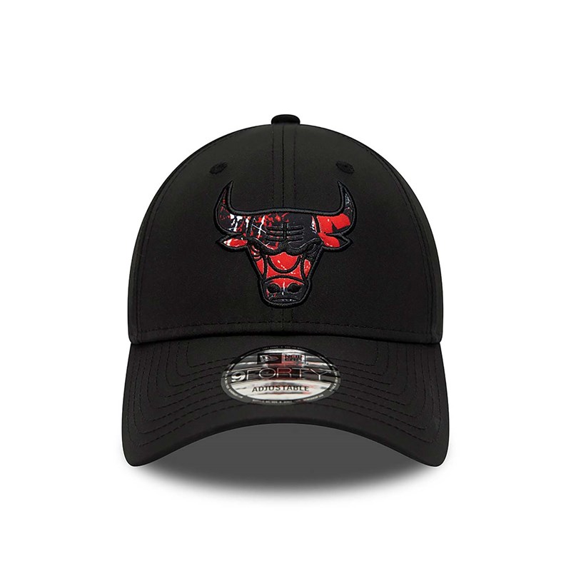 Black New Era Chicago Bulls Print Infill Adjustable Cap 9forty | LZAM47381