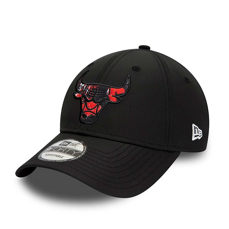 Black New Era Chicago Bulls Print Infill Adjustable Cap 9forty | LZAM47381