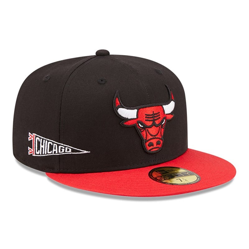 Black New Era Chicago Bulls Team City Patch Fitted Cap 59fifty | DIWN58647