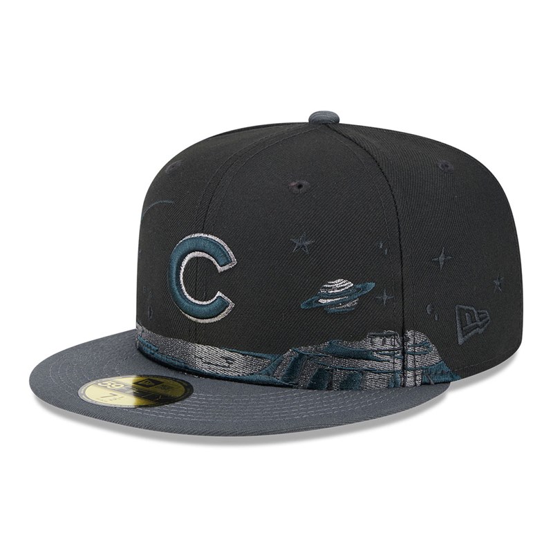 Black New Era Chicago Cubs Planetary Fitted Cap 59fifty | VSAQ40621