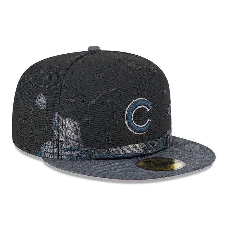 Black New Era Chicago Cubs Planetary Fitted Cap 59fifty | VSAQ40621