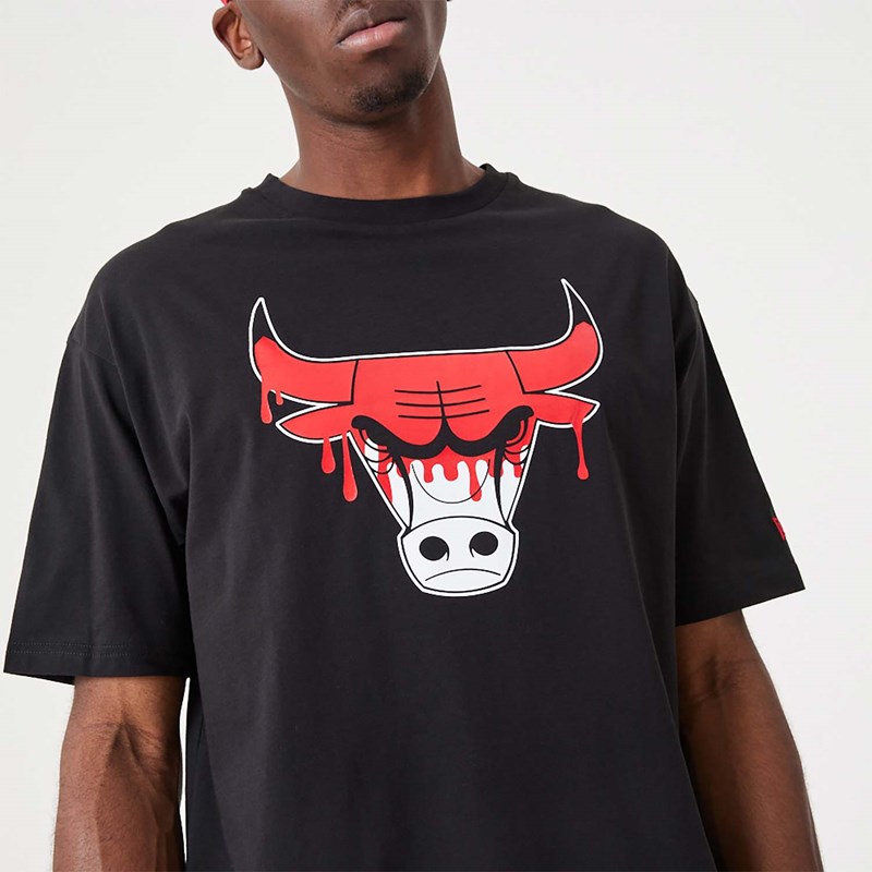 Black New Era Chicago NBA Drip Logo Bulls T-Shirt | OGSZ01274