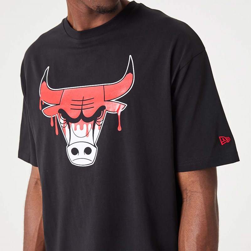 Black New Era Chicago NBA Drip Logo Bulls T-Shirt | OGSZ01274