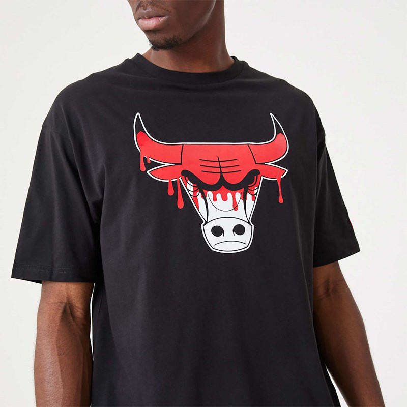 Black New Era Chicago NBA Drip Logo Bulls T-Shirt | OGSZ01274