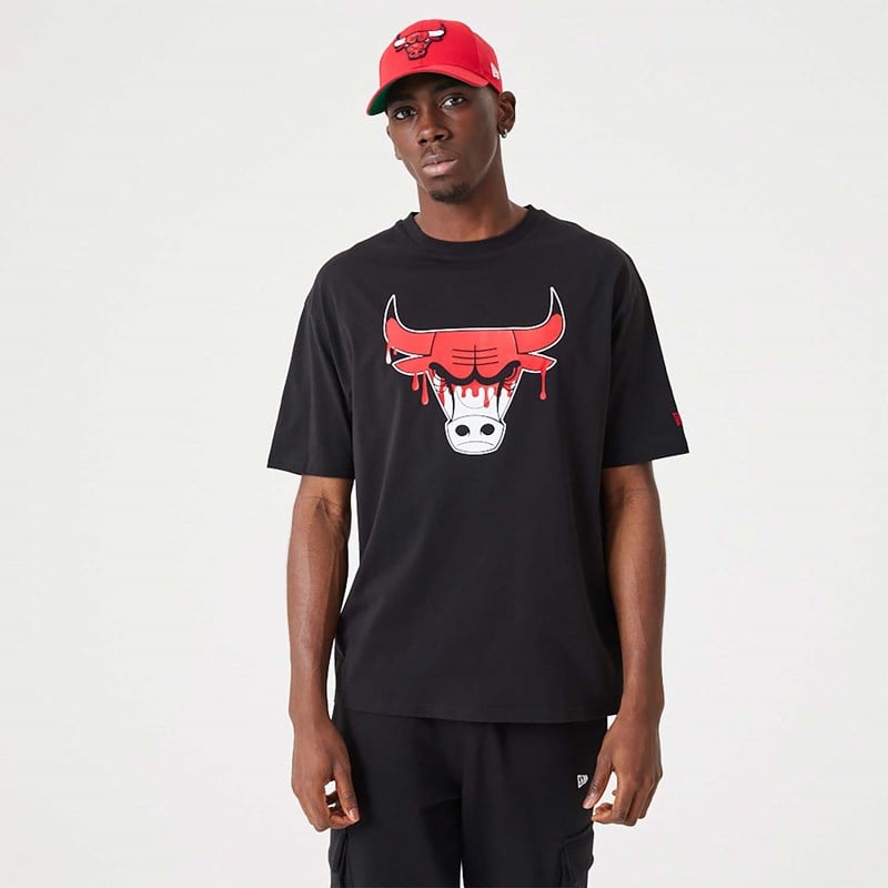 Black New Era Chicago NBA Drip Logo Bulls T-Shirt | OGSZ01274