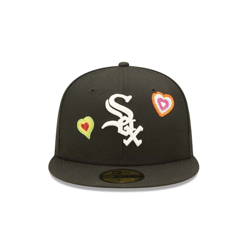 Black New Era Chicago Sox Chain Stitch Heart Fitted Cap 59fifty | JYFB74091