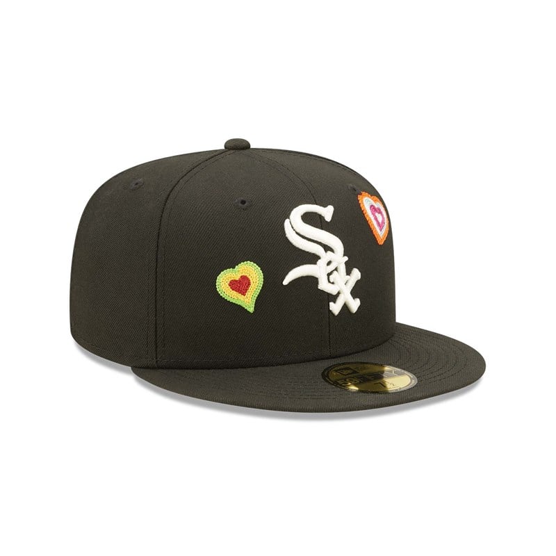 Black New Era Chicago Sox Chain Stitch Heart Fitted Cap 59fifty | JYFB74091