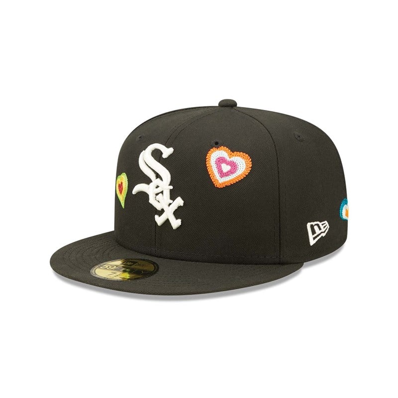 Black New Era Chicago Sox Chain Stitch Heart Fitted Cap 59fifty | JYFB74091