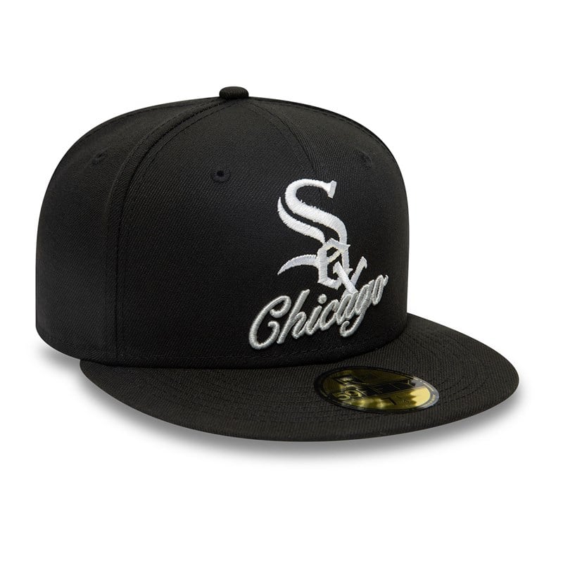 Black New Era Chicago Sox Dual Logo Fitted Cap 59fifty | LIGJ64291