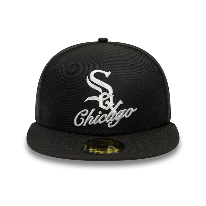 Black New Era Chicago Sox Dual Logo Fitted Cap 59fifty | LIGJ64291