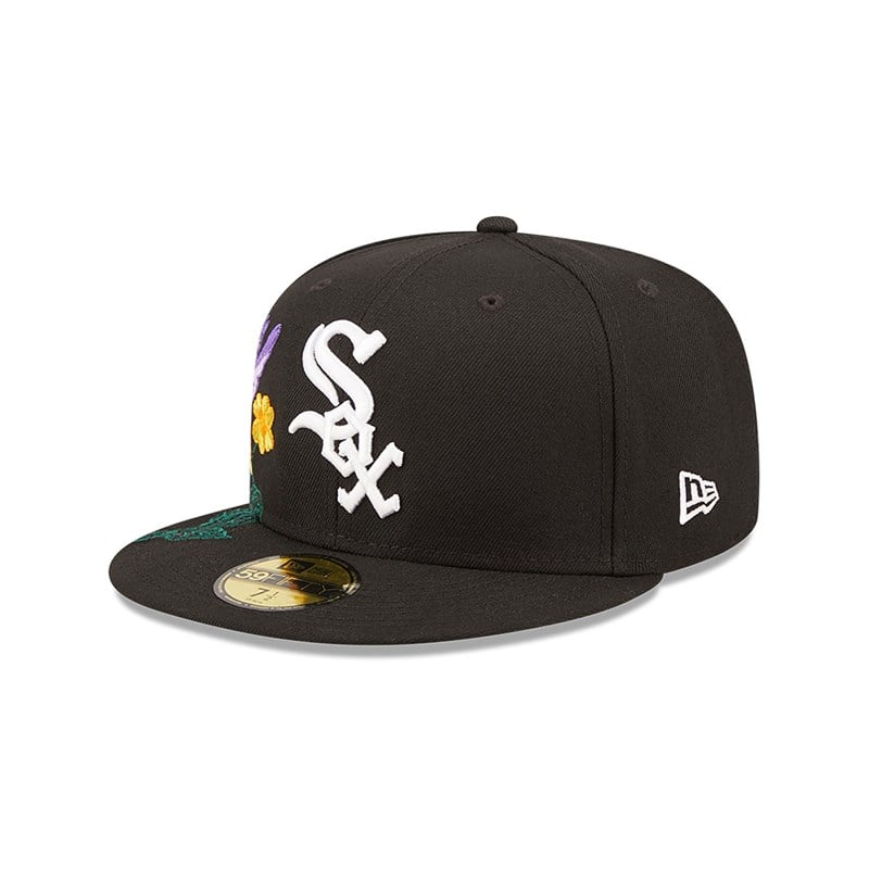 Black New Era Chicago Sox MLB Blooming Fitted Cap 59fifty | XVWL68732