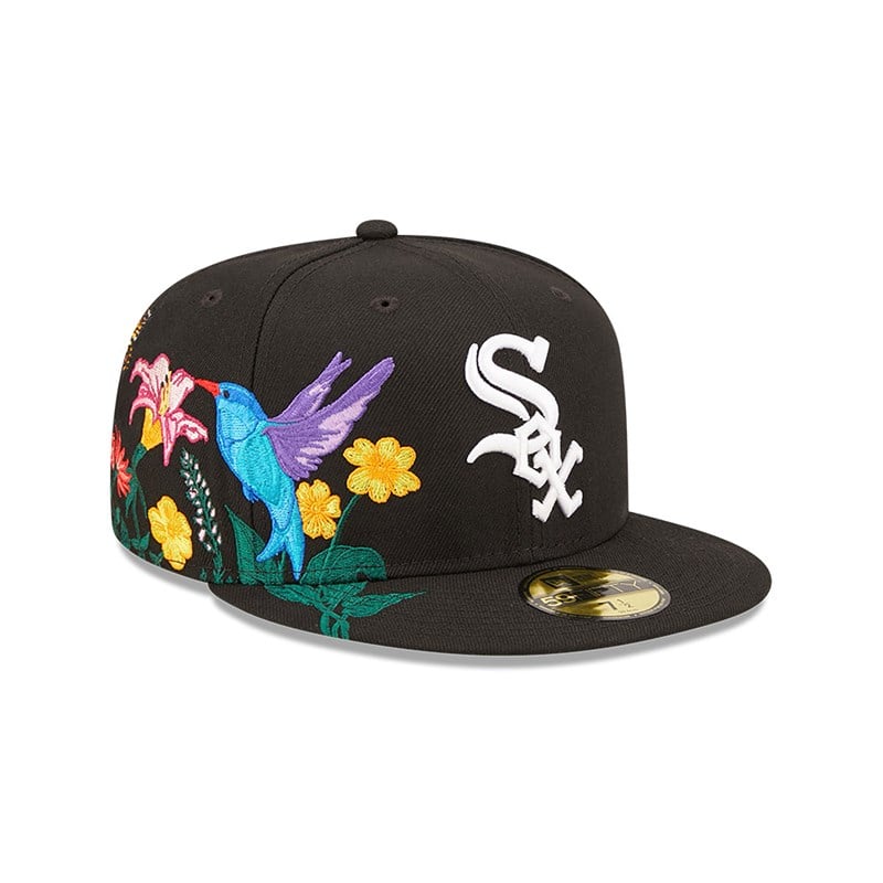 Black New Era Chicago Sox MLB Blooming Fitted Cap 59fifty | XVWL68732