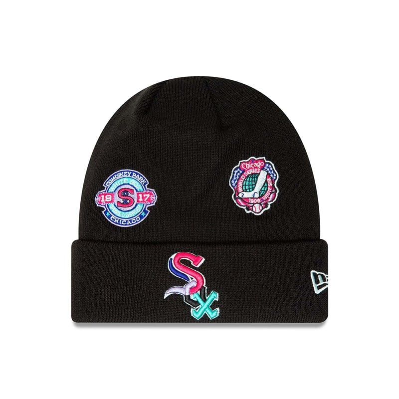 Black New Era Chicago Sox Polar Lights Beanie Hat Knit | PIRZ57942