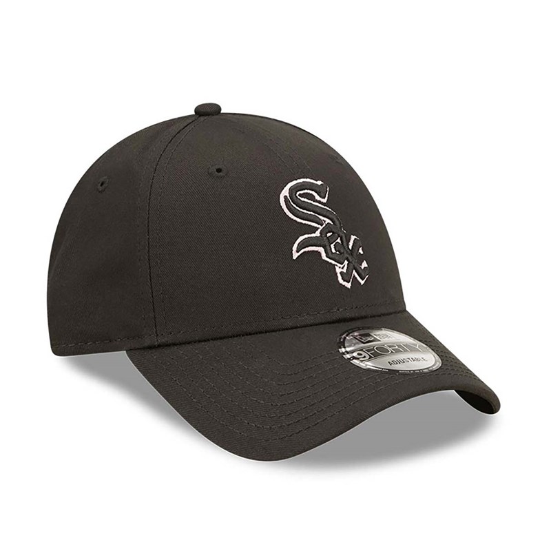 Black New Era Chicago Sox Team Outline Adjustable Cap 9forty | PYXG85720