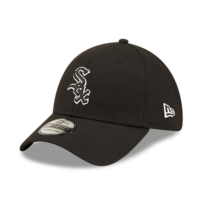 Black New Era Chicago Sox Team Outline Stretch Fit Cap 39thirty | NVIB30968