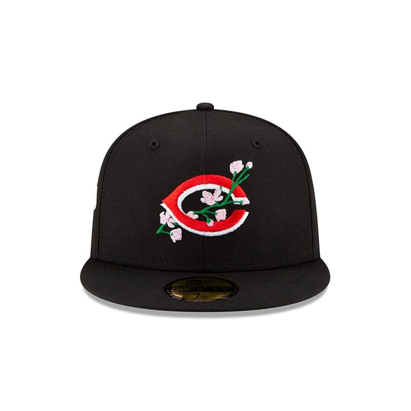 Black New Era Cincinnati Reds Side Patch Bloom Fitted Cap 59fifty | GLAS89142