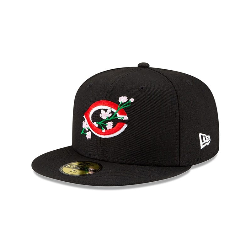 Black New Era Cincinnati Reds Side Patch Bloom Fitted Cap 59fifty | GLAS89142