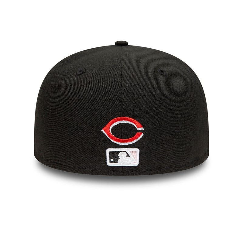 Black New Era Cincinnati Reds Side Patch Bloom Fitted Cap 59fifty | GLAS89142