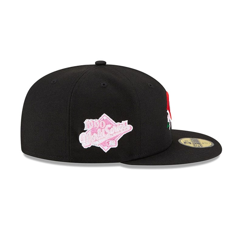 Black New Era Cincinnati Reds Side Patch Bloom Fitted Cap 59fifty | GLAS89142