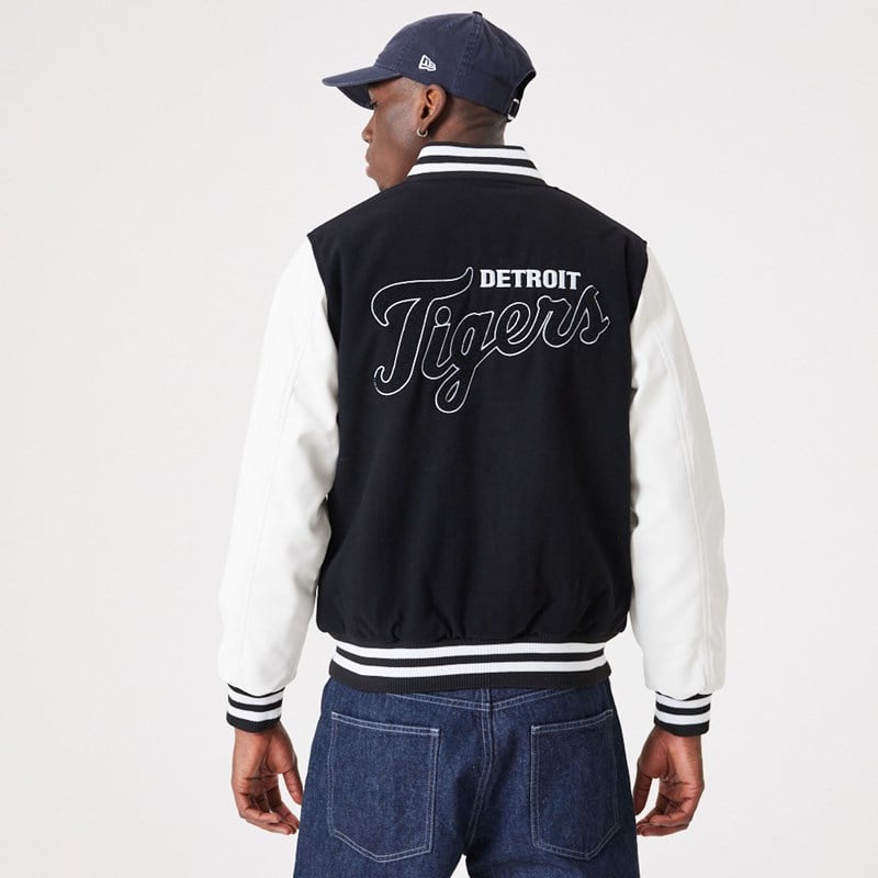 Black New Era Detriot Tigers MLB Wordmark Varsity Jacket | LAYI62581