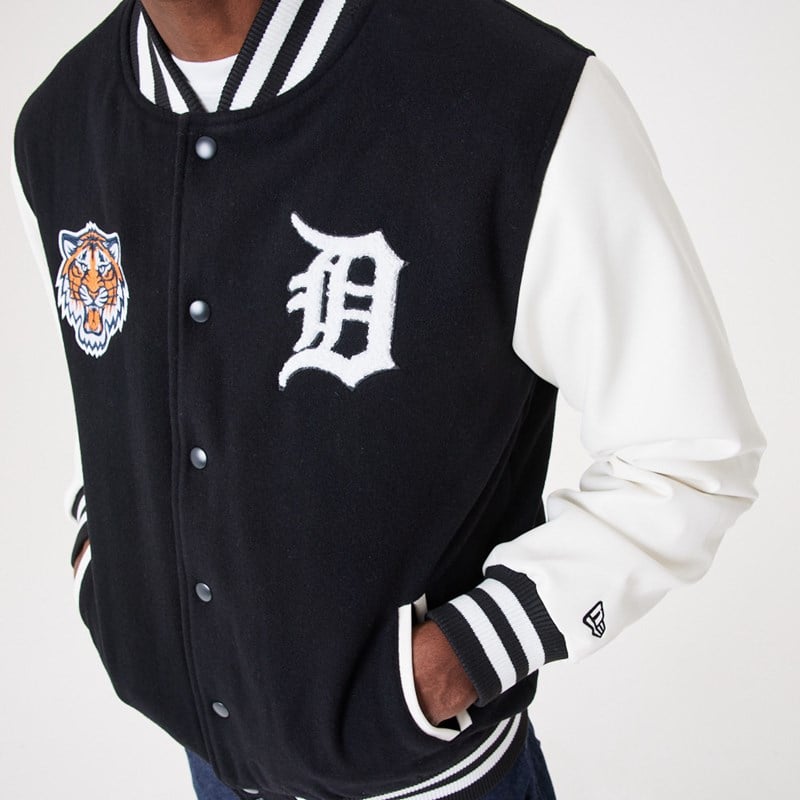 Black New Era Detriot Tigers MLB Wordmark Varsity Jacket | LAYI62581